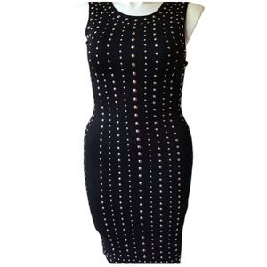 Philosophy black sleeveless sheath dress  featuring gold metal studs, L